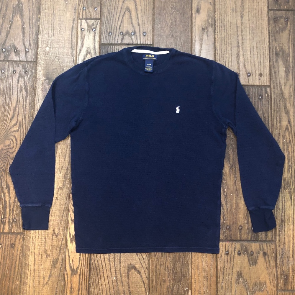 Ralph Lauren Crew Neck Waffle Knit Long Sleeve Shirt